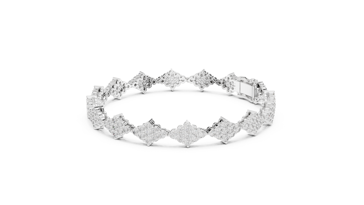 Lozanne Lozenge Cluster Lab Grown Diamond Link Bracelet