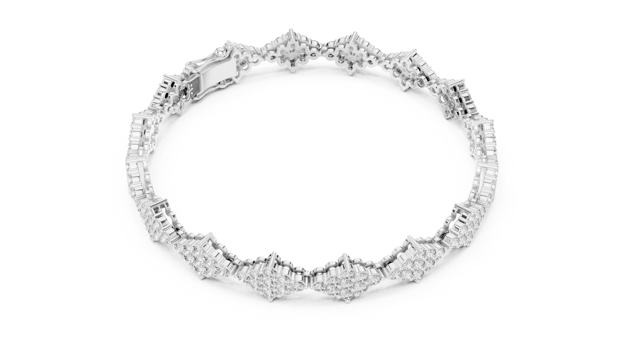 Lozanne Lozenge Cluster Lab Grown Diamond Link Bracelet