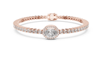 Focalle Oval Halo Solitaire Lab Grown Diamond Tennis Bracelet
