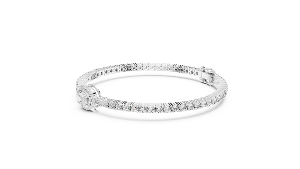 Focalle Oval Halo Solitaire Lab Grown Diamond Tennis Bracelet