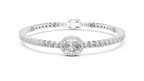 Focalle Oval Halo Solitaire Lab Grown Diamond Tennis Bracelet