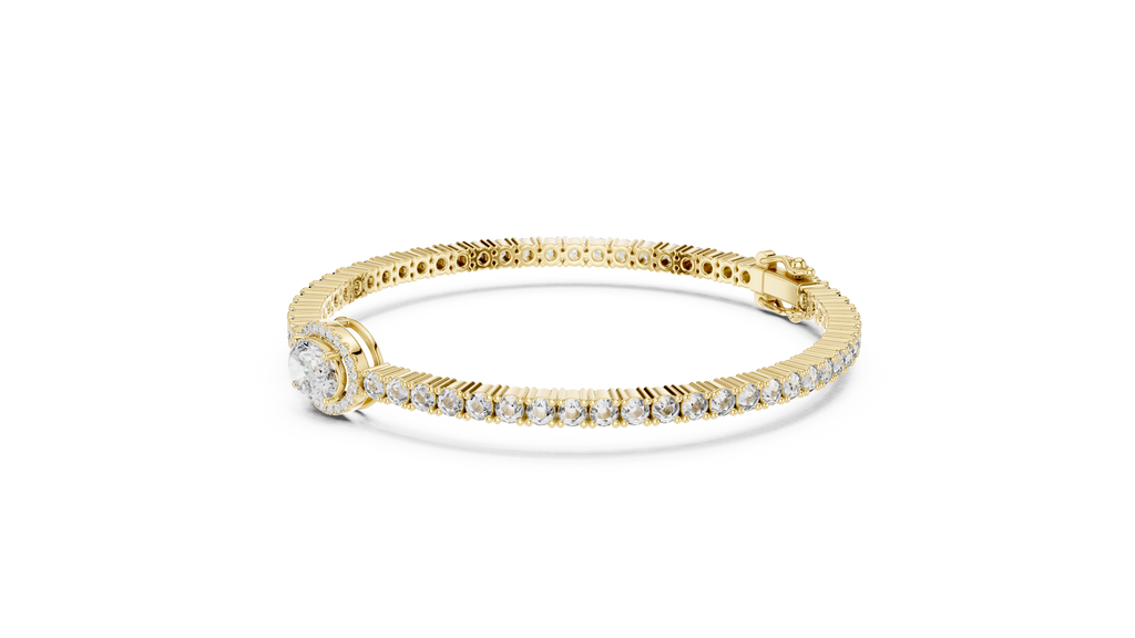 Focalle Oval Halo Solitaire Lab Grown Diamond Tennis Bracelet