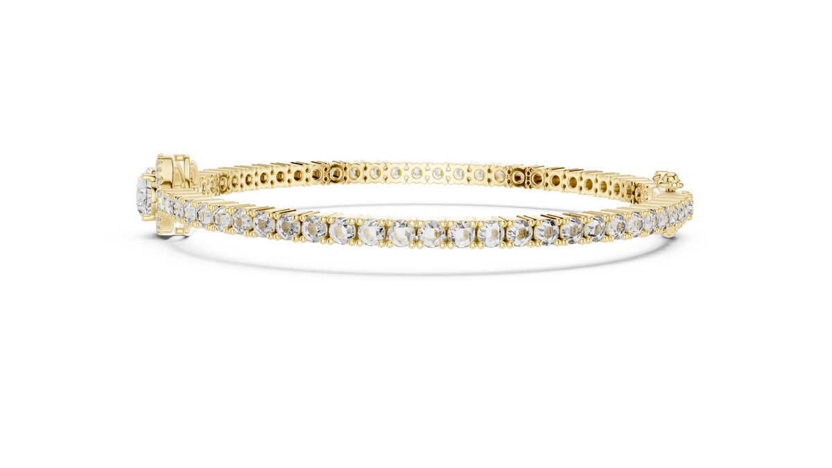 Focalle Oval Halo Solitaire Lab Grown Diamond Tennis Bracelet