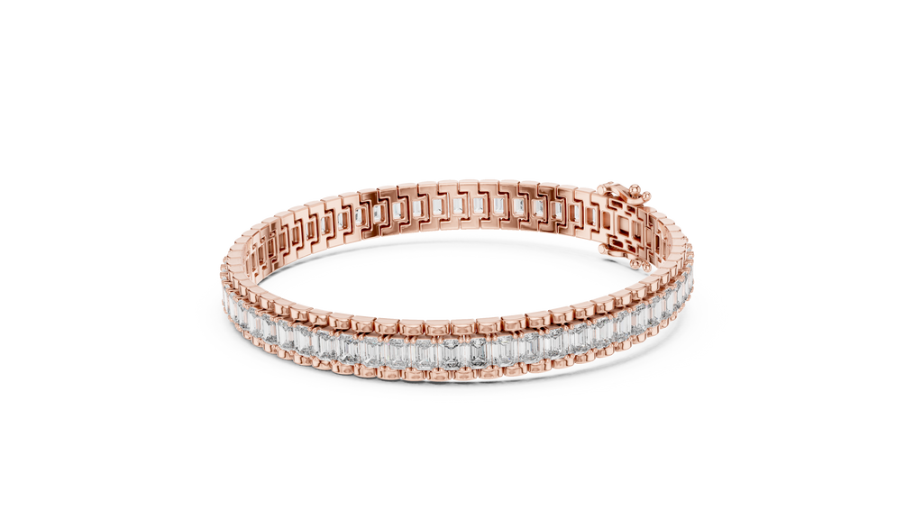 Regaline Wide Emerald Cut Lab Grown Diamond Link Tennis Bracelet