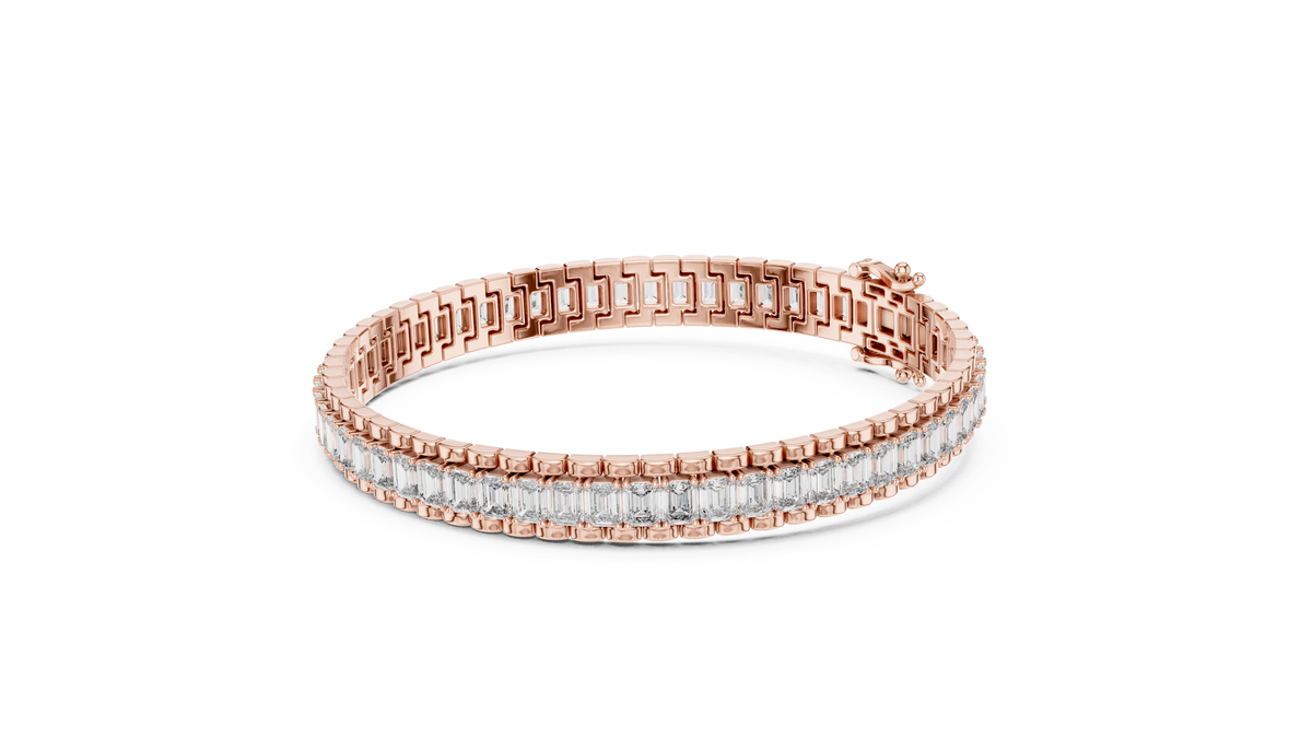 Regaline Wide Emerald Cut Lab Grown Diamond Link Tennis Bracelet