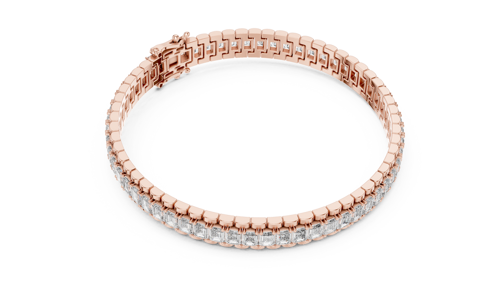 Regaline Wide Emerald Cut Lab Grown Diamond Link Tennis Bracelet