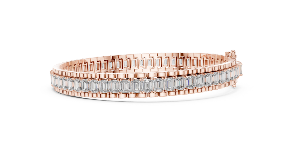 Regaline Wide Emerald Cut Lab Grown Diamond Link Tennis Bracelet
