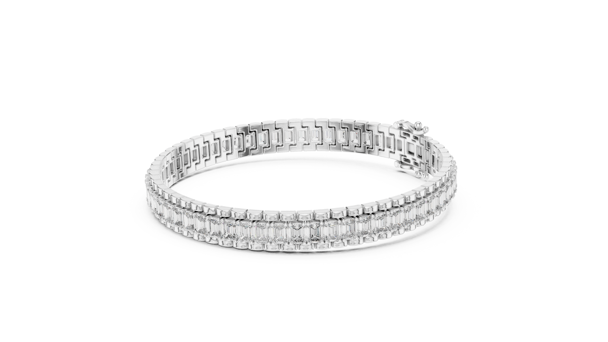 Regaline Wide Emerald Cut Lab Grown Diamond Link Tennis Bracelet