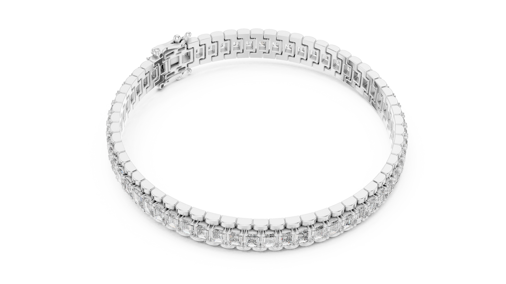 Regaline Wide Emerald Cut Lab Grown Diamond Link Tennis Bracelet