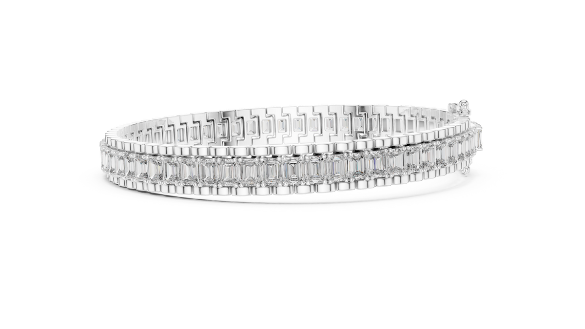 Regaline Wide Emerald Cut Lab Grown Diamond Link Tennis Bracelet
