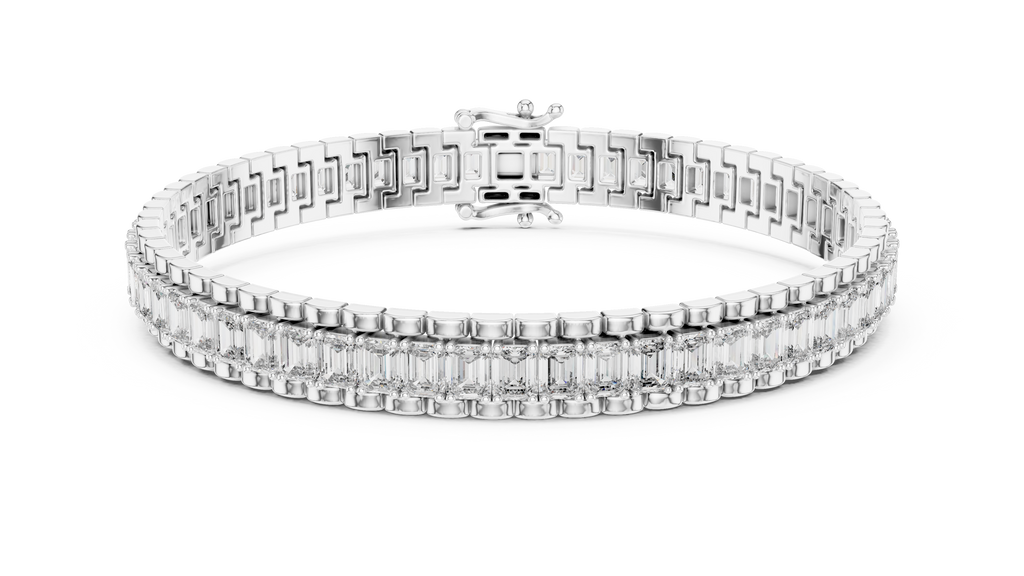 Regaline Wide Emerald Cut Lab Grown Diamond Link Tennis Bracelet