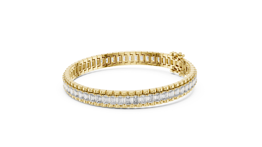 Regaline Wide Emerald Cut Lab Grown Diamond Link Tennis Bracelet