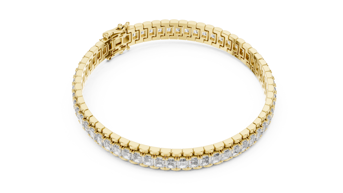 Regaline Wide Emerald Cut Lab Grown Diamond Link Tennis Bracelet