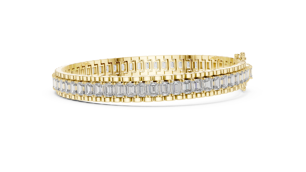 Regaline Wide Emerald Cut Lab Grown Diamond Link Tennis Bracelet