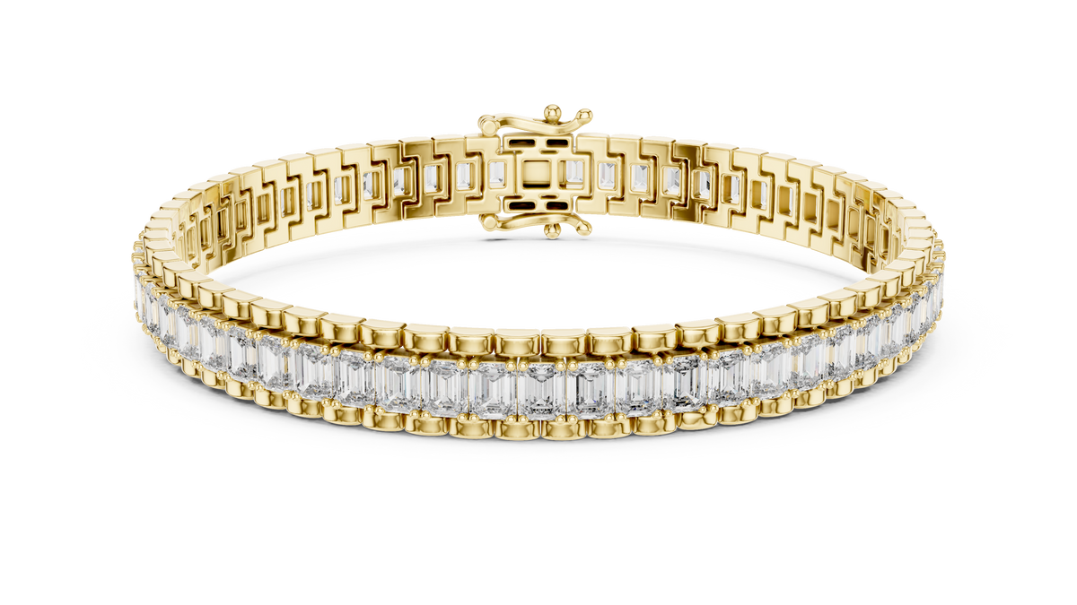 Regaline Wide Emerald Cut Lab Grown Diamond Link Tennis Bracelet
