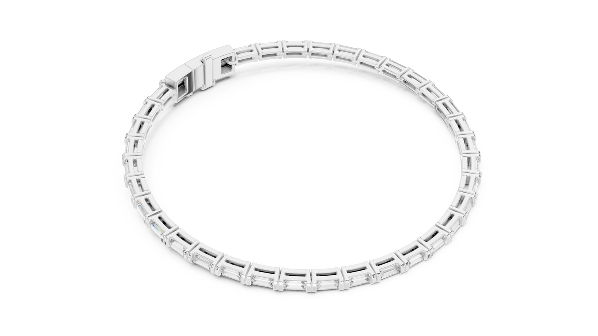 Linearia Slim Baguette Cut Lab Grown Diamond Tennis Bracelet