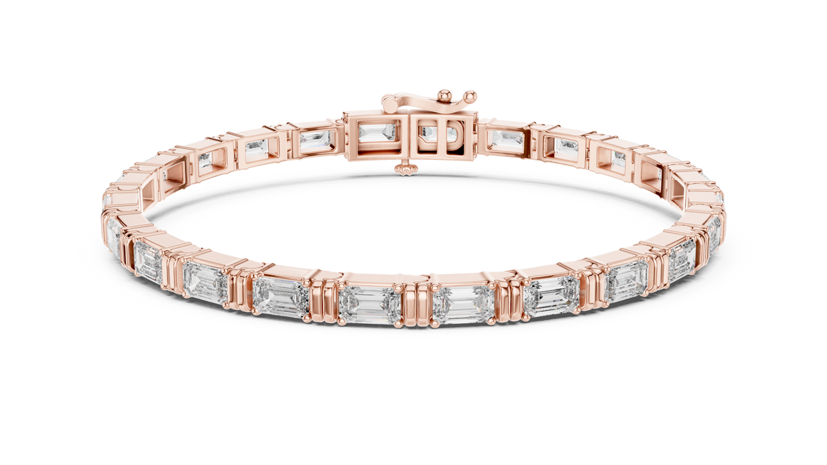 Stepora Emerald Cut Lab Grown Diamond Tennis Bracelet