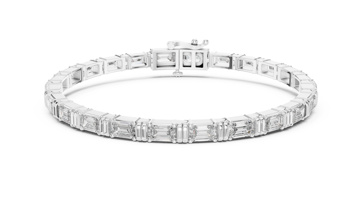 Stepora Emerald Cut Lab Grown Diamond Tennis Bracelet