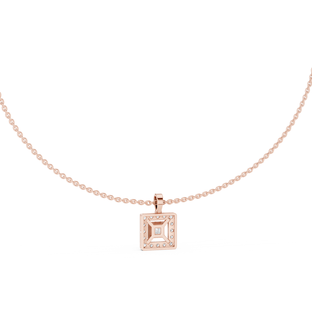 Aurelia Square Halo Lab Grown Diamond Pendant Necklace