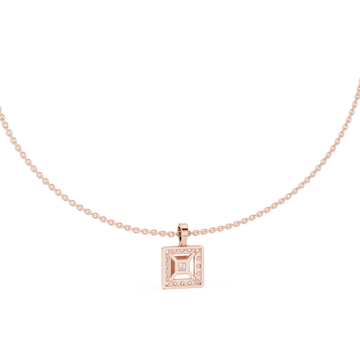 Aurelia Square Halo Lab Grown Diamond Pendant Necklace
