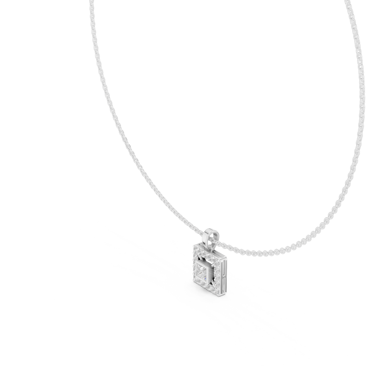 Aurelia Square Halo Lab Grown Diamond Pendant Necklace