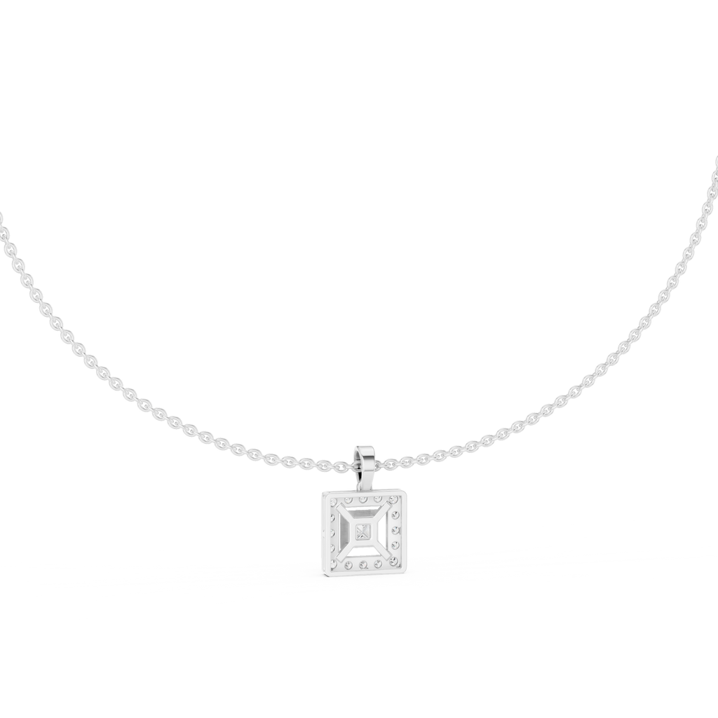 Aurelia Square Halo Lab Grown Diamond Pendant Necklace