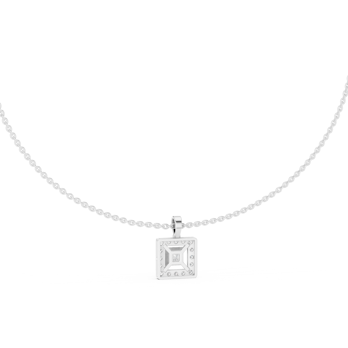 Aurelia Square Halo Lab Grown Diamond Pendant Necklace