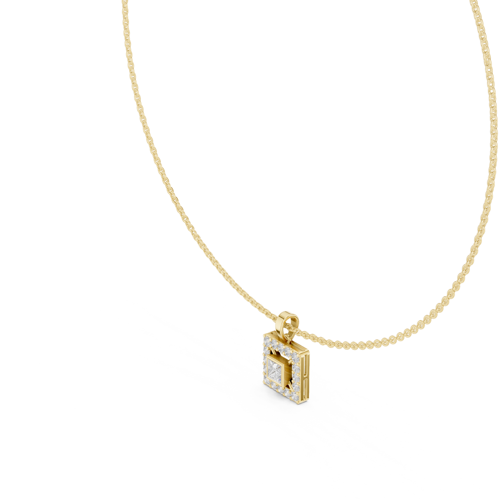 Aurelia Square Halo Lab Grown Diamond Pendant Necklace
