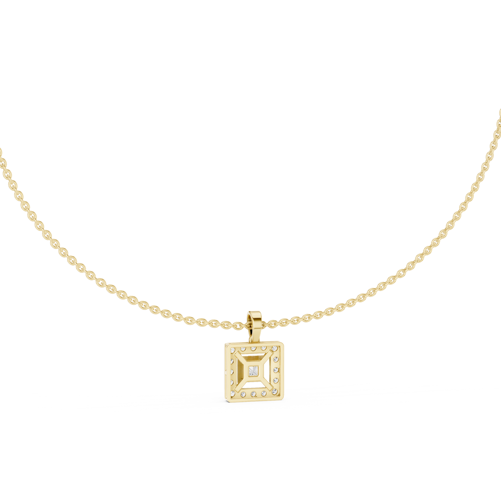 Aurelia Square Halo Lab Grown Diamond Pendant Necklace