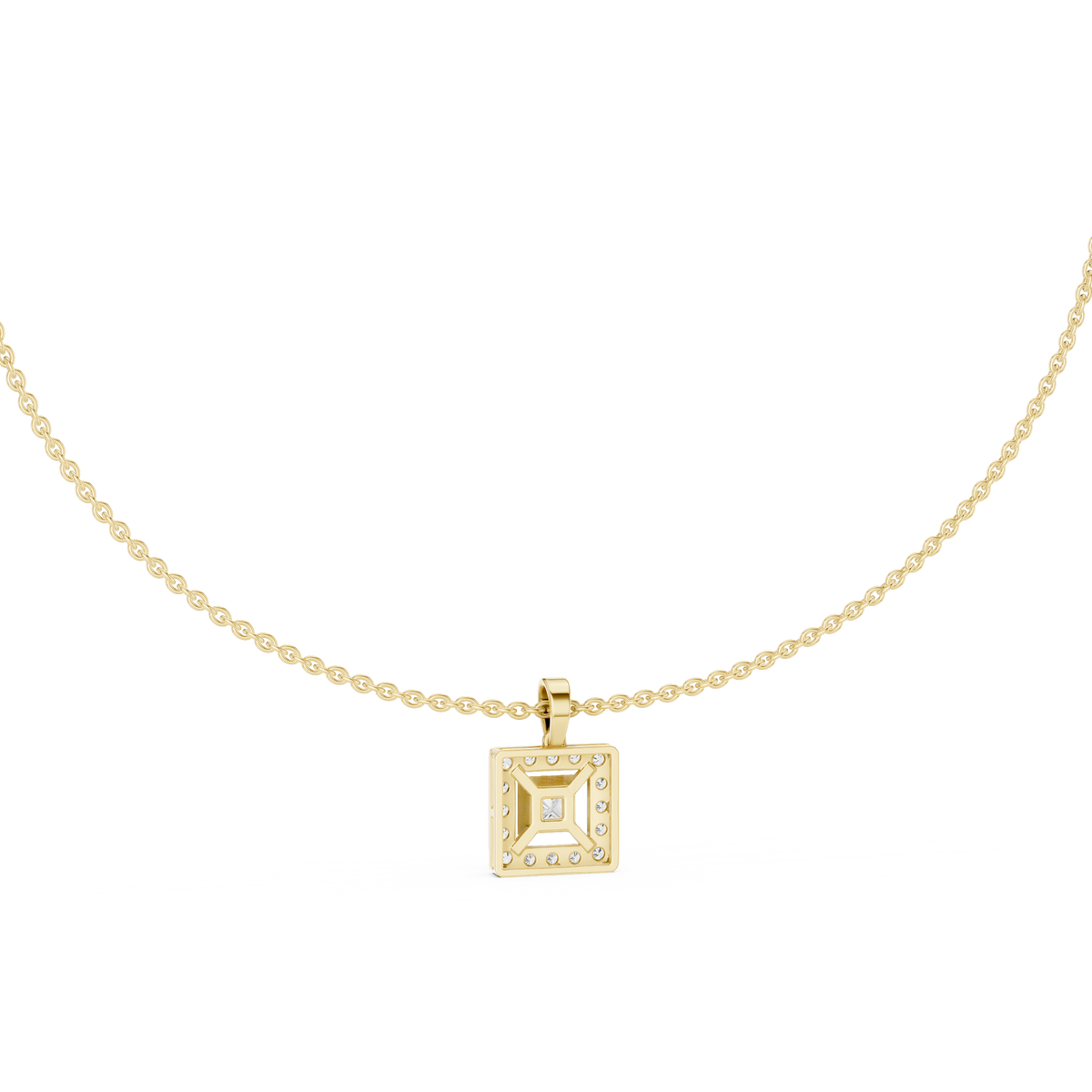 Aurelia Square Halo Lab Grown Diamond Pendant Necklace