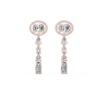 Harmonelle Oval Halo and Mixed Cut Lab Grown Diamond Long Drop Earrings