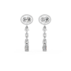 Harmonelle Oval Halo and Mixed Cut Lab Grown Diamond Long Drop Earrings