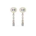 Harmonelle Oval Halo and Mixed Cut Lab Grown Diamond Long Drop Earrings
