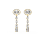 Harmonelle Oval Halo and Mixed Cut Lab Grown Diamond Long Drop Earrings