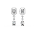 Cascadelle Emerald Cut Halo Top with Oval Cut Dangle Lab Grown Diamond Earrings