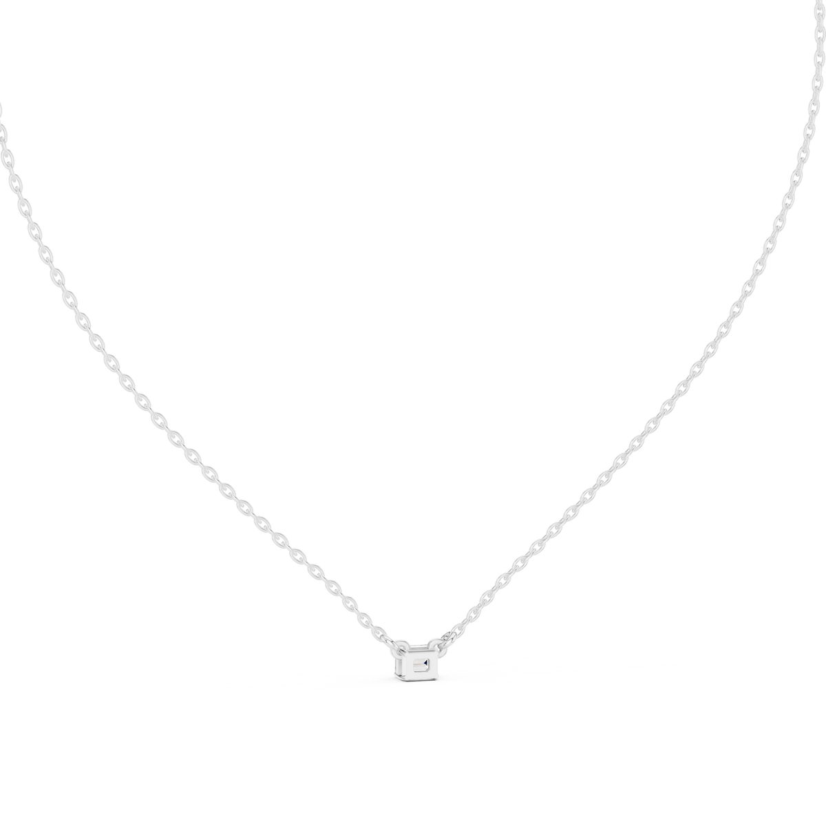 Minimalist Step-Cut Diamond Pendant in Rose Gold