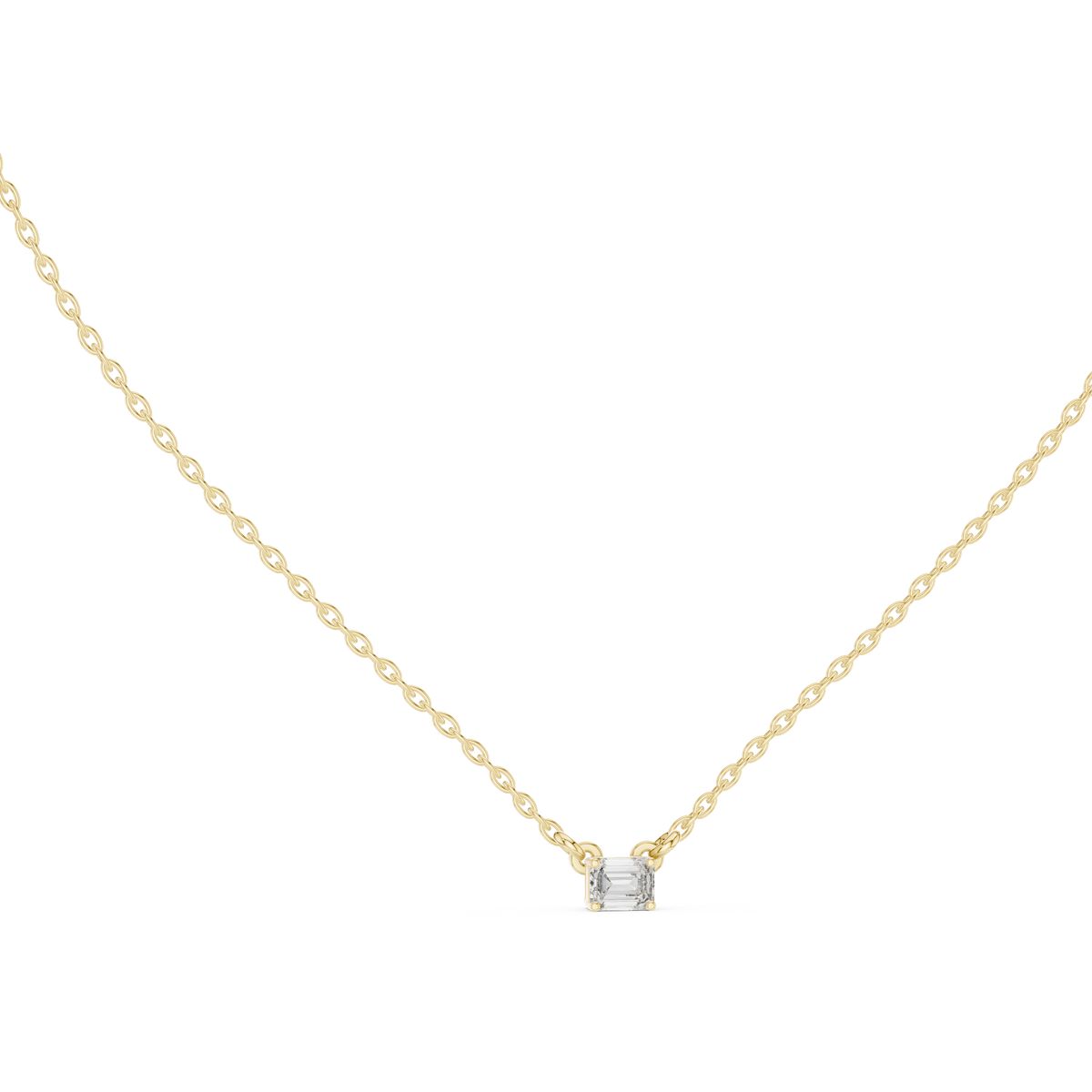 Minimalist Step-Cut Diamond Pendant in Rose Gold
