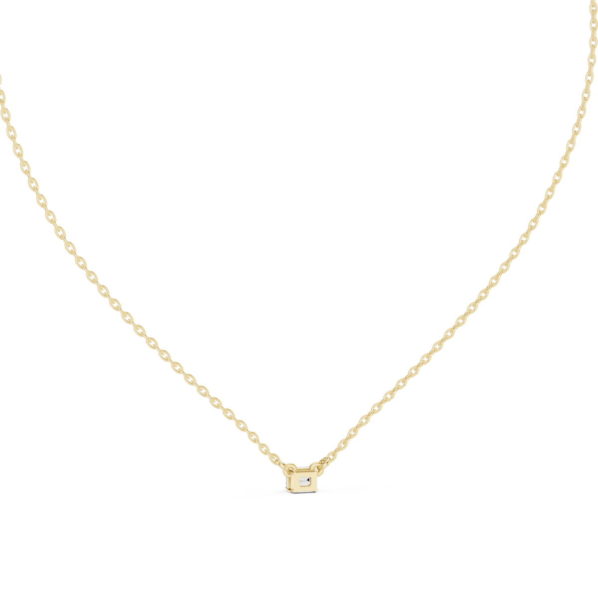 Minimalist Step-Cut Diamond Pendant in Rose Gold
