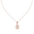 Emeralyn Emerald Cut Halo Lab Grown Diamond Pendant with Diamond Bail