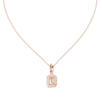 Emeralyn Emerald Cut Halo Lab Grown Diamond Pendant with Diamond Bail