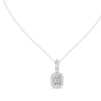Emeralyn Emerald Cut Halo Lab Grown Diamond Pendant with Diamond Bail