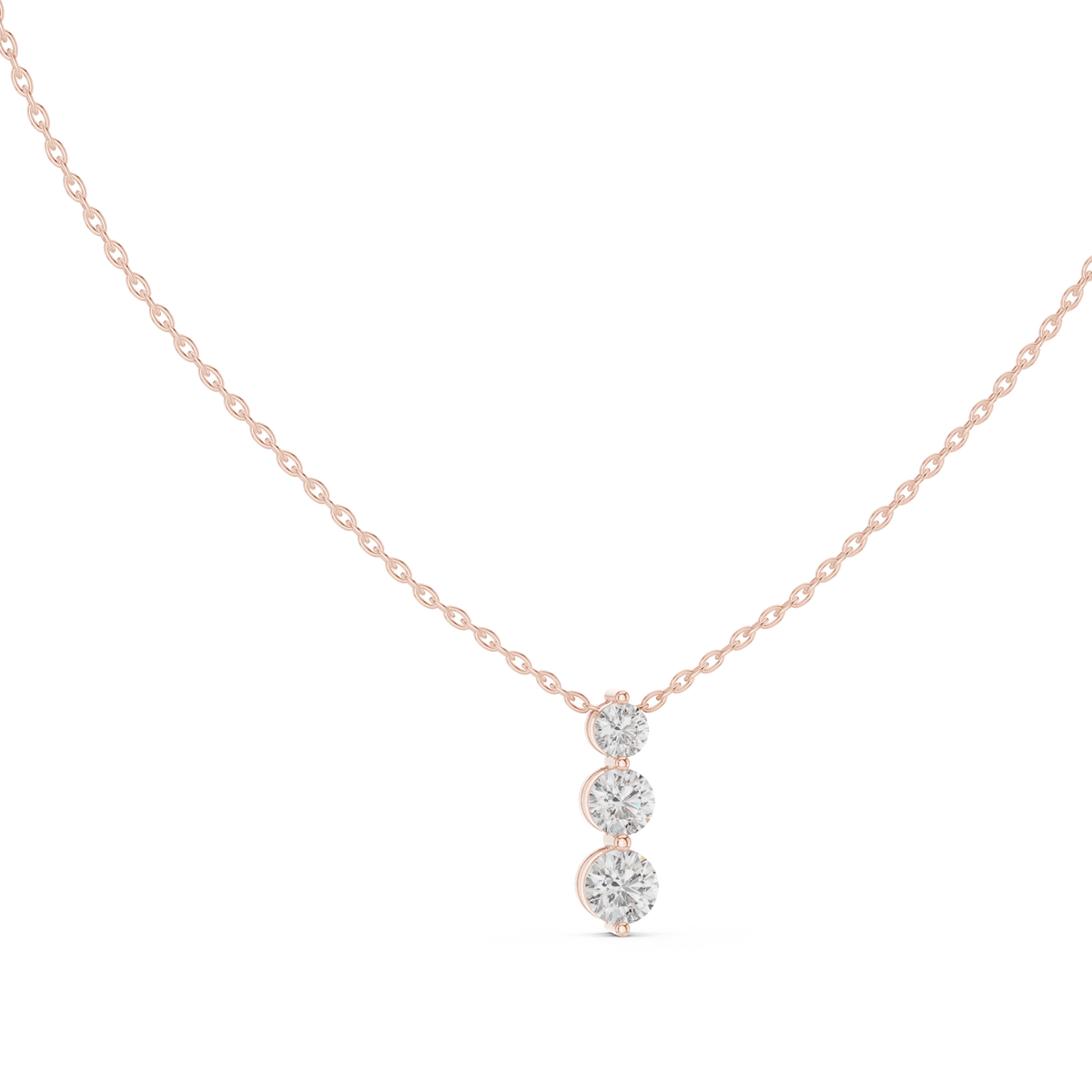 Noralis Past Present Future Graduated Three Stone Lab Grown Diamond Drop Pendant