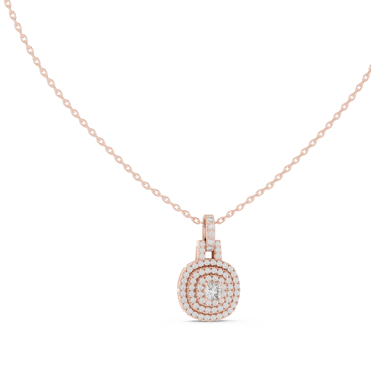 Orbessa Triple Halo Pavé Lab Grown Diamond Pendant Necklace