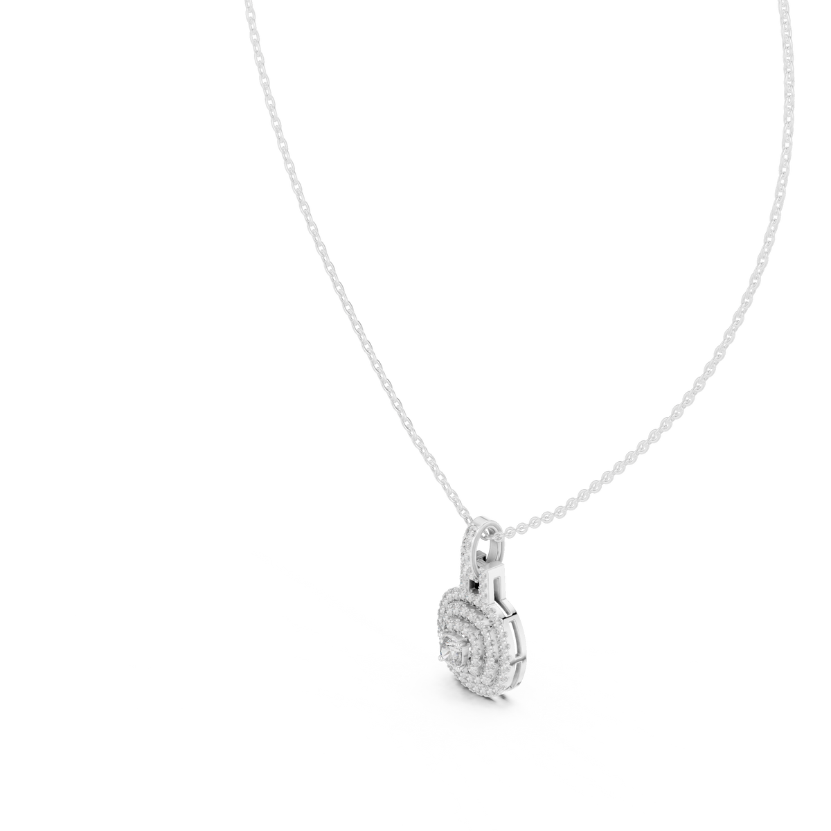 Orbessa Triple Halo Pavé Lab Grown Diamond Pendant Necklace