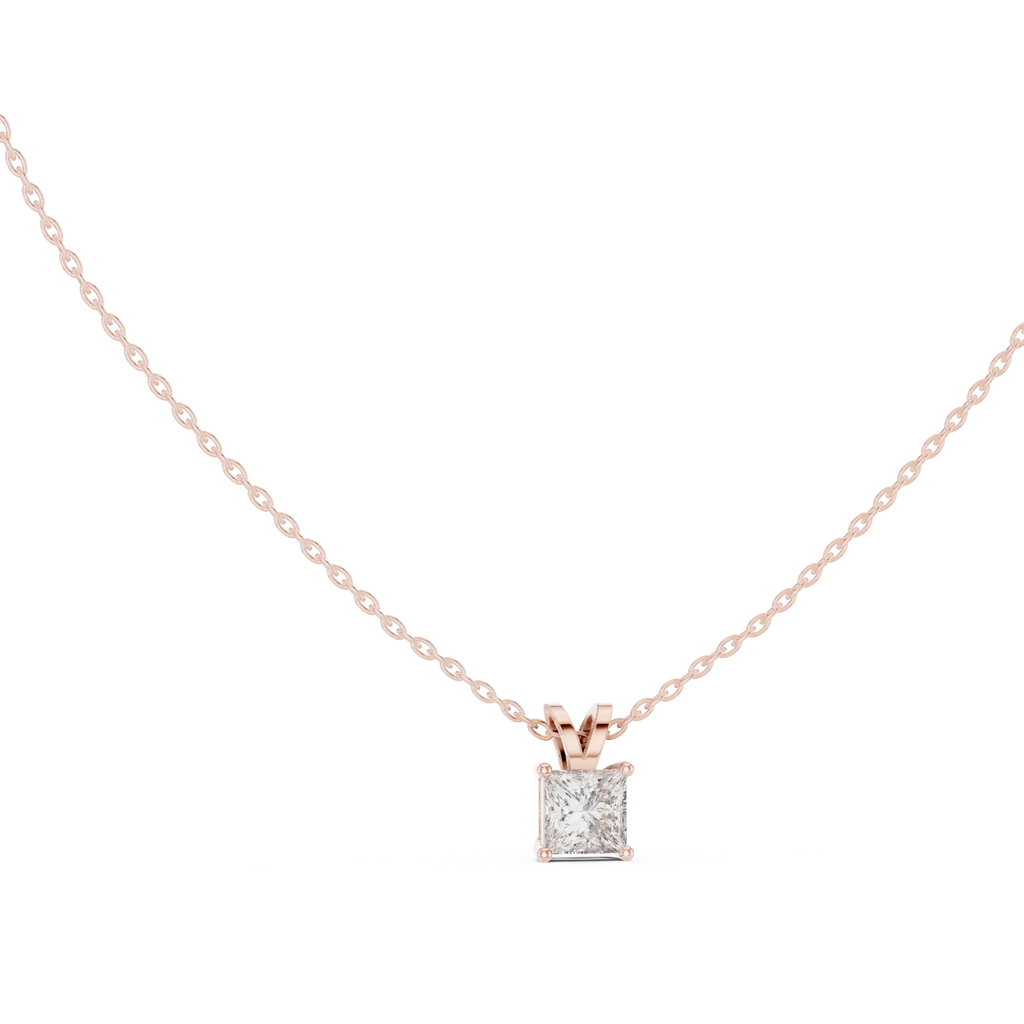 Seravelle Classic Princess Cut Four Prong Lab Grown Diamond Solitaire Pendant