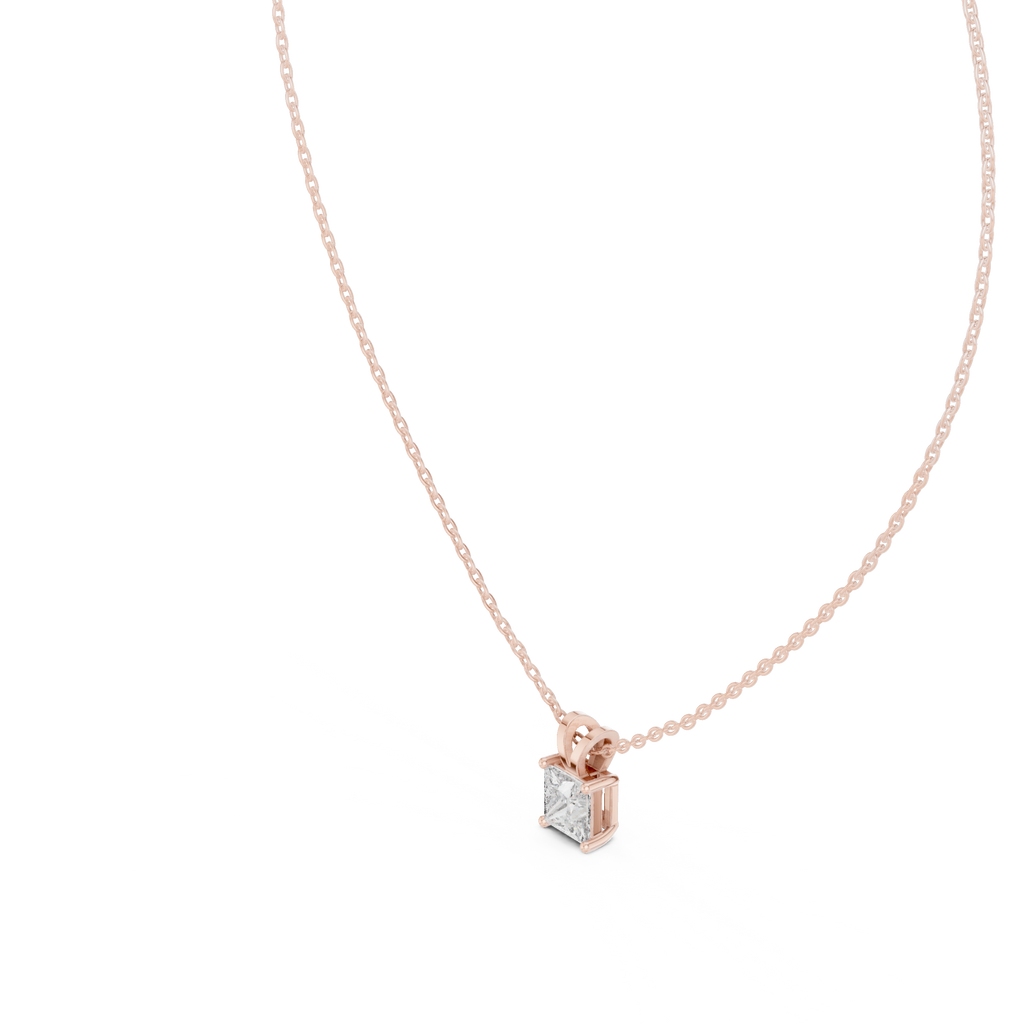 Seravelle Classic Princess Cut Four Prong Lab Grown Diamond Solitaire Pendant