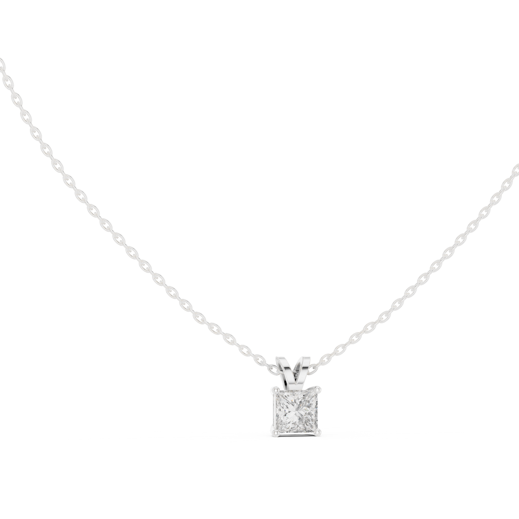 Seravelle Classic Princess Cut Four Prong Lab Grown Diamond Solitaire Pendant