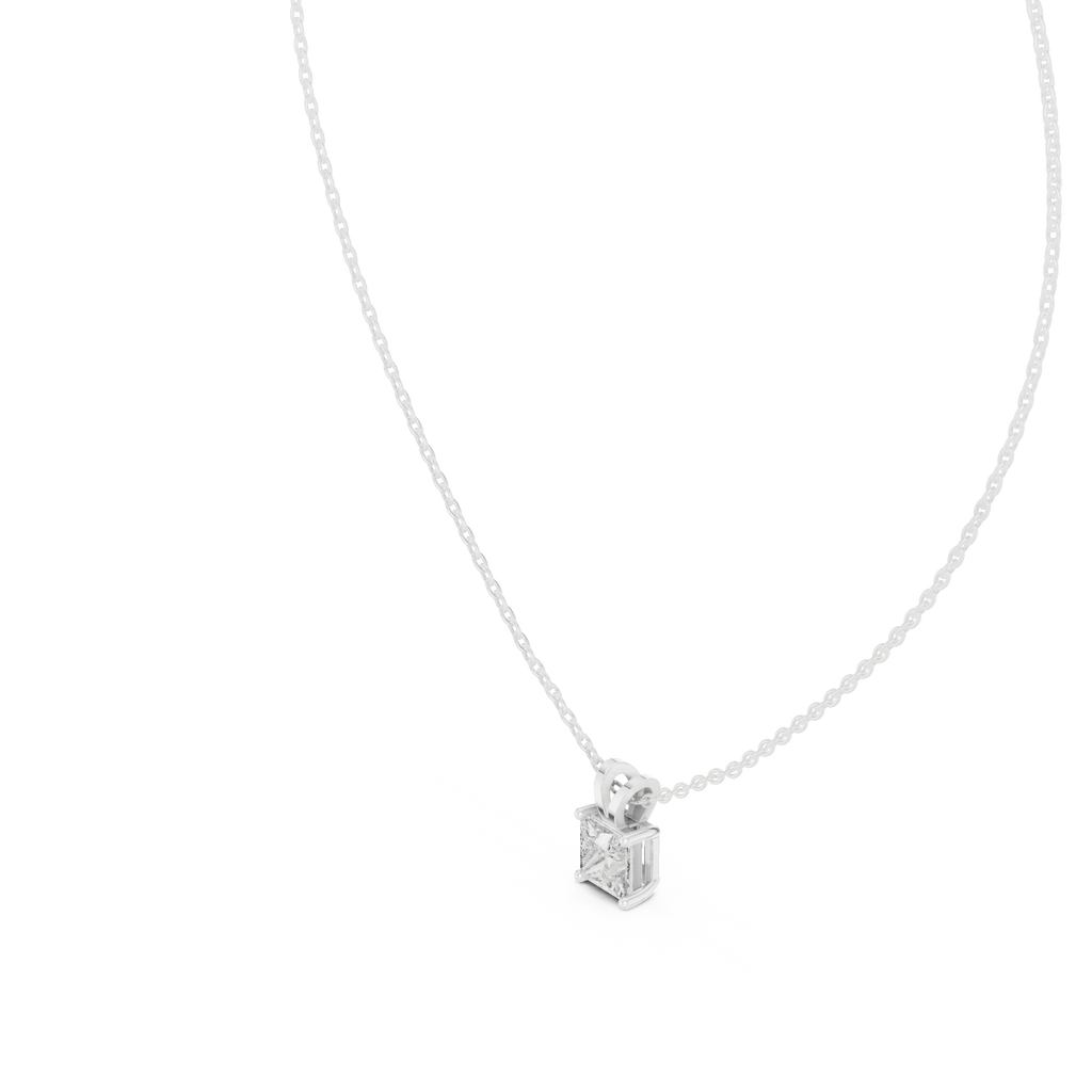 Seravelle Classic Princess Cut Four Prong Lab Grown Diamond Solitaire Pendant
