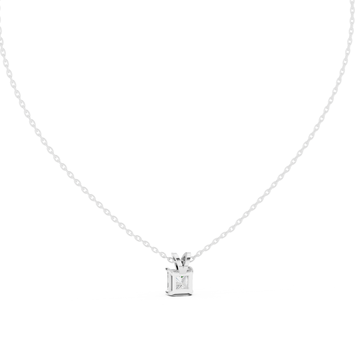 Seravelle Classic Princess Cut Four Prong Lab Grown Diamond Solitaire Pendant