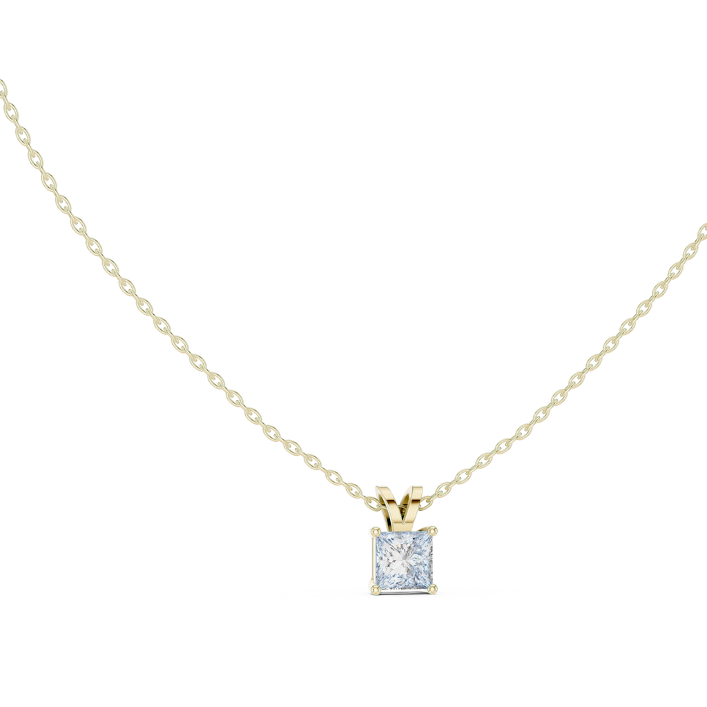 Seravelle Classic Princess Cut Four Prong Lab Grown Diamond Solitaire Pendant